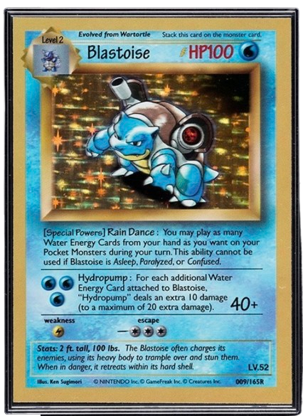 Blastoise Galaxy Star 1998. Cartas Pokémon más valiosas.