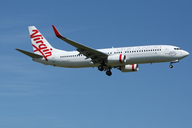 Avión de Virgin Australia airlines. Presupuesto para viajar a Australia.