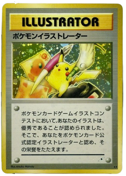 Pikachu Illustrator 1998. Cartas Pokémon más valiosas.